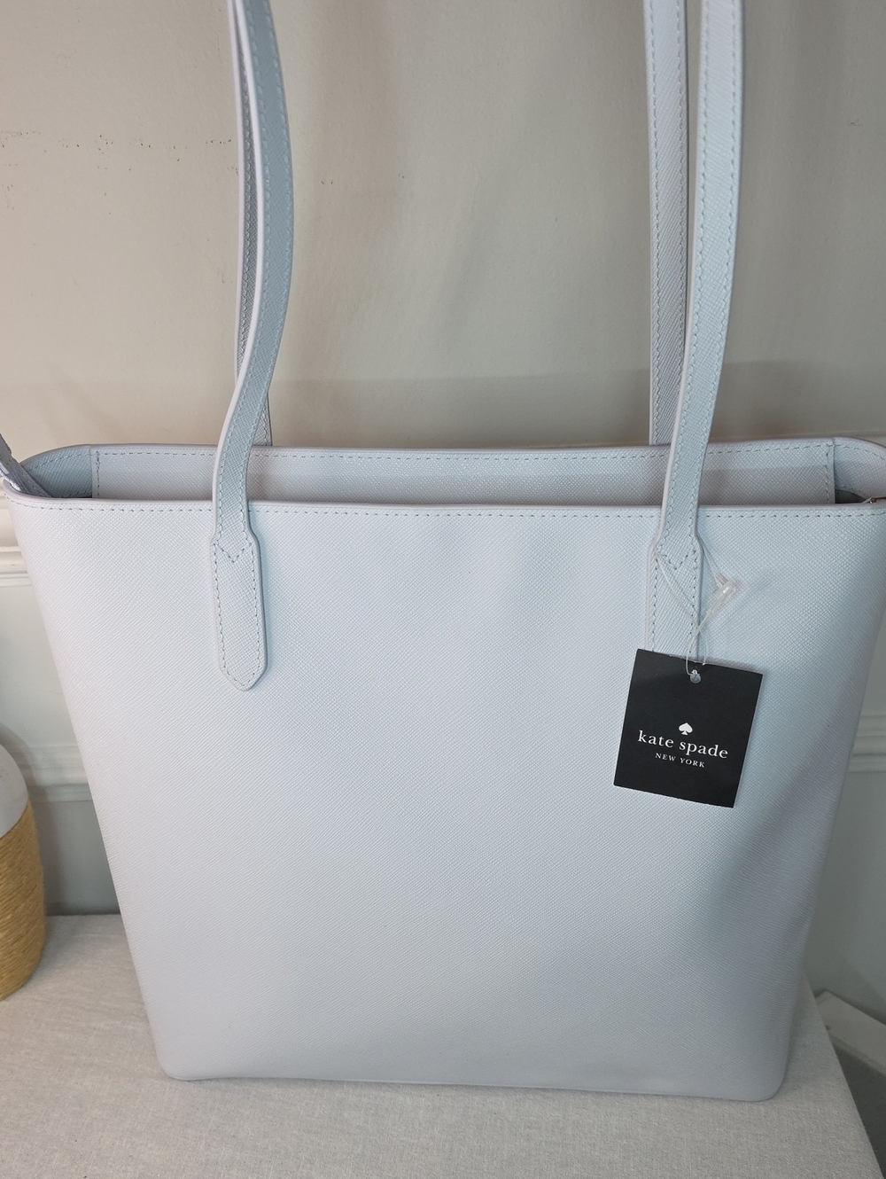 kate spade light gray leather tote - Picture 2 of 7